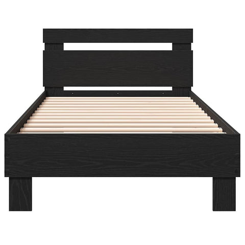 vidaXL Bed Frame with Headboard Black Oak 90 x 200 cm Engineered Wood