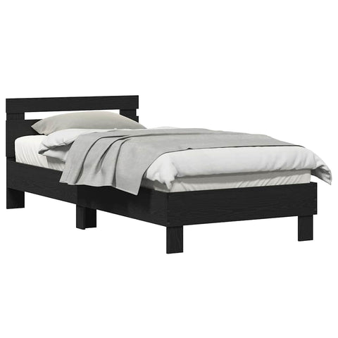 vidaXL Bed Frame with Headboard Black Oak 90 x 200 cm Engineered Wood