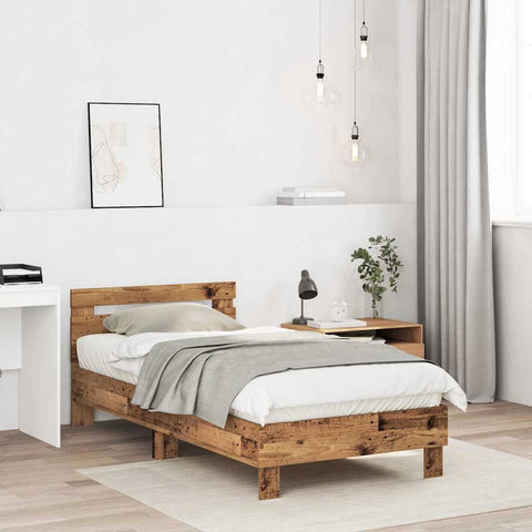 vidaXL Bed Frame with Headboard Old wood 90 x 190 cm Engineered Wood