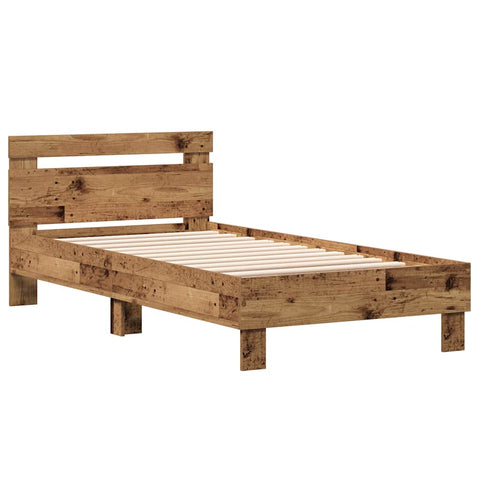 vidaXL Bed Frame with Headboard Old wood 90 x 190 cm Engineered Wood