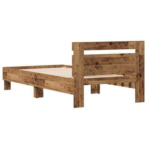 vidaXL Bed Frame with Headboard Old wood 90 x 190 cm Engineered Wood