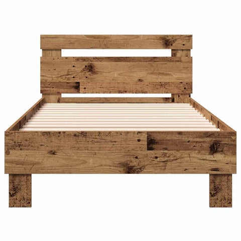 vidaXL Bed Frame with Headboard Old wood 90 x 190 cm Engineered Wood