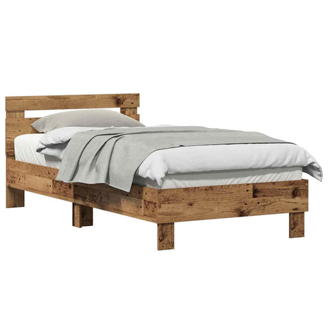 vidaXL Bed Frame with Headboard Old wood 90 x 190 cm Engineered Wood