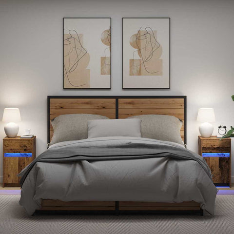 vidaXL Bedside Cabinet 2 pcs Old wood 38 x 34 x 61 cm Particle board