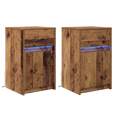 vidaXL Bedside Cabinet 2 pcs Old wood 38 x 34 x 61 cm Particle board