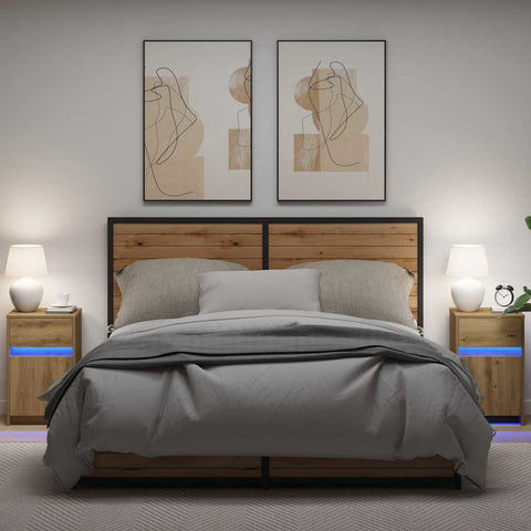 vidaXL Bedside Cabinet with Drawer 2 pcs Artisan oak 38 x 34 x 61 cm