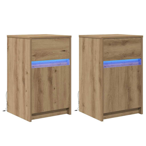 vidaXL Bedside Cabinet with Drawer 2 pcs Artisan oak 38 x 34 x 61 cm