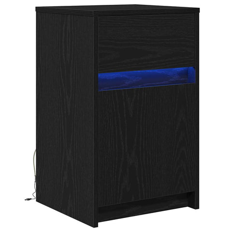 vidaXL Bedside Cabinet Black oak 38 x 34 x 61 cm Particle board