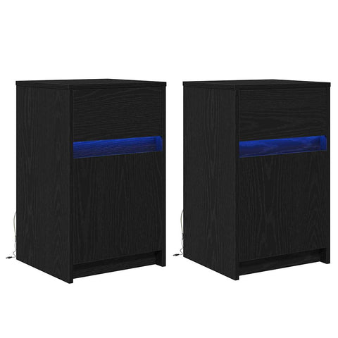 vidaXL Bedside Cabinet 2 pcs Black oak 38 x 34 x 61 cm Particle board