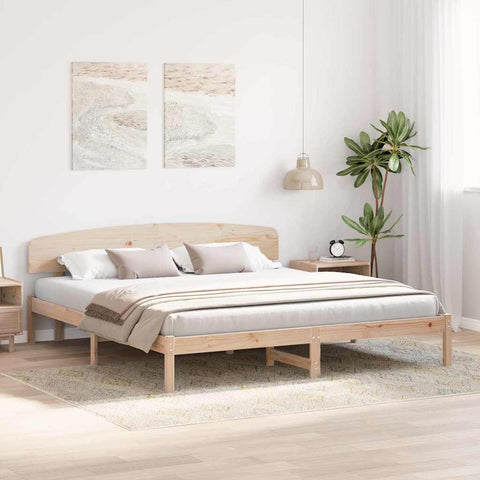 vidaXL Bed Frame with Headboard Brown 200 x 200 cm Solid Pine wood
