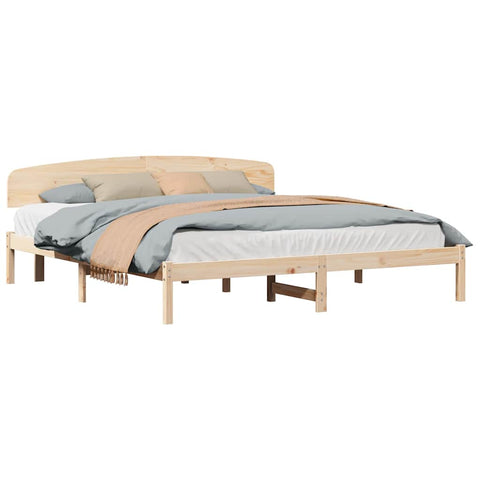 vidaXL Bed Frame with Headboard Brown 200 x 200 cm Solid Pine wood