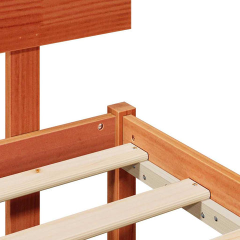 vidaXL Bed Frame with Headboard Brown 200 x 200 cm Solid Pine wood