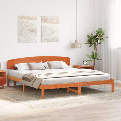vidaXL Bed Frame with Headboard Brown 180 x 200 cm Solid Pine wood