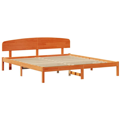 vidaXL Bed Frame with Headboard Brown 180 x 200 cm Solid Pine wood