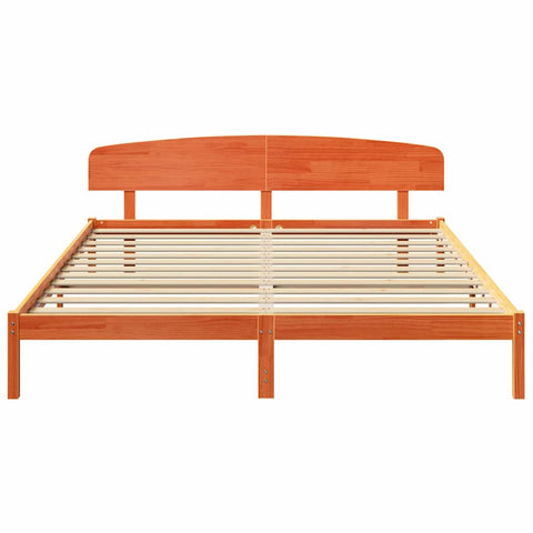 vidaXL Bed Frame with Headboard Brown 180 x 200 cm Solid Pine wood