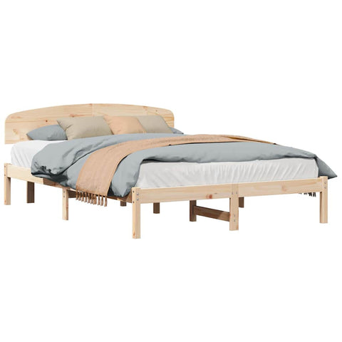 vidaXL Bed Frame with Headboard Brown 160 x 200 cm Solid Pine wood