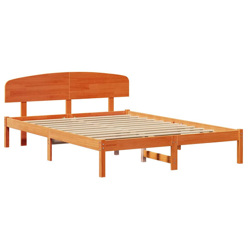 vidaXL Bed Frame with Headboard Brown 160 x 200 cm Solid Pine wood