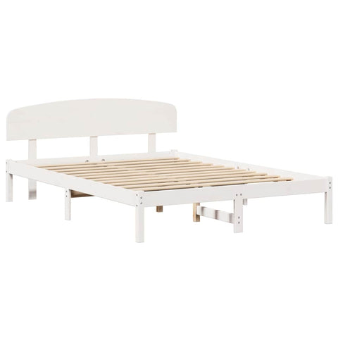 vidaXL Bed Frame with Headboard White 150 x 200 cm Solid Pine wood