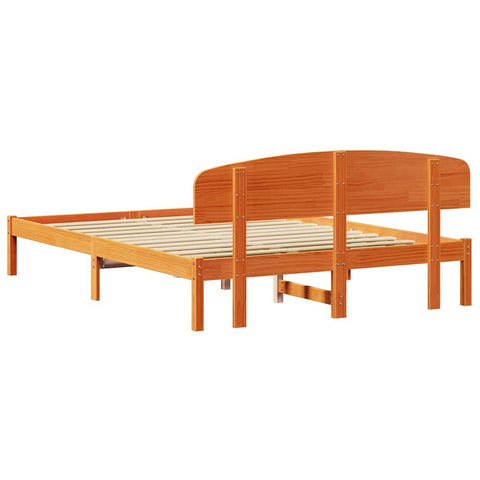 vidaXL Bed Frame with Headboard Brown 150 x 200 cm Solid Pine wood