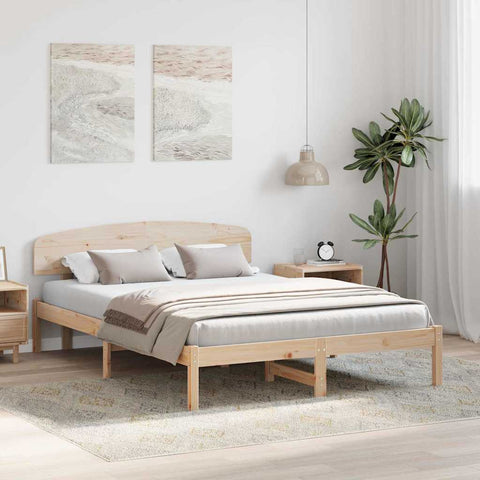 vidaXL Bed Frame with Headboard Brown 140 x 200 cm Solid Pine wood
