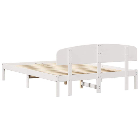 vidaXL Bed Frame with Headboard White 140 x 200 cm Solid Pine wood