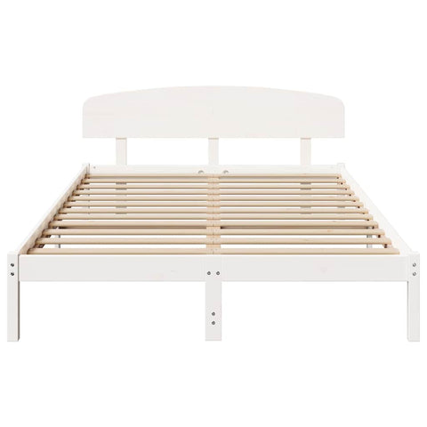 vidaXL Bed Frame with Headboard White 140 x 200 cm Solid Pine wood