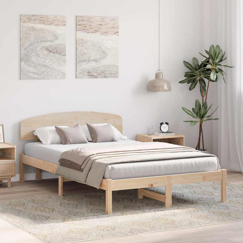 vidaXL Bed Frame with Headboard Brown 120 x 200 cm Solid Pine wood