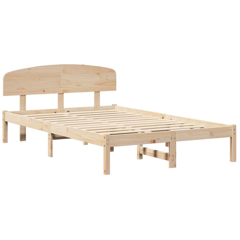 vidaXL Bed Frame with Headboard Brown 120 x 200 cm Solid Pine wood