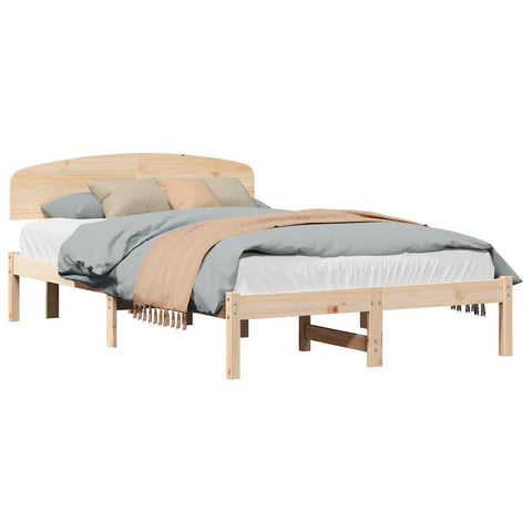 vidaXL Bed Frame with Headboard Brown 120 x 200 cm Solid Pine wood
