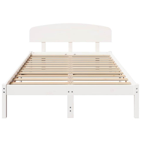 vidaXL Bed Frame with Headboard White 140 x 190 cm Solid Pine wood