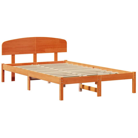 vidaXL Bed Frame with Headboard Brown 140 x 190 cm Solid Pine wood