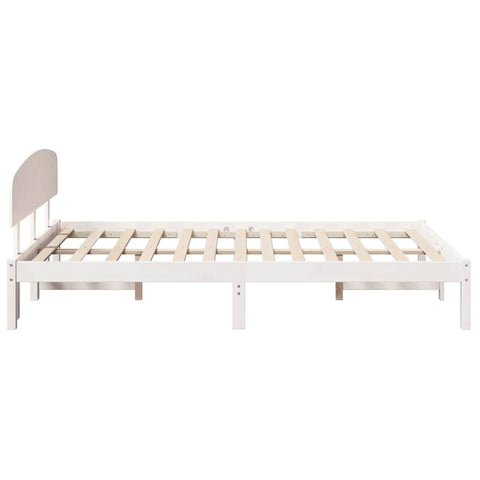vidaXL Bed Frame with Headboard White 135 x 190 cm Solid Pine wood
