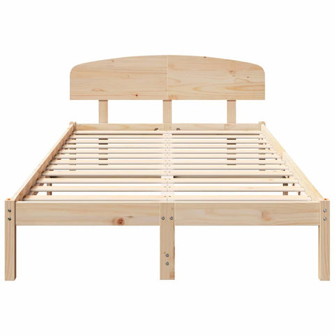 vidaXL Bed Frame with Headboard Brown 120 x 190 cm Solid Pine wood