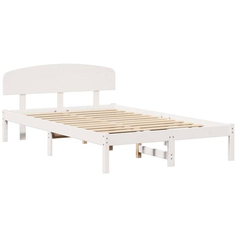 vidaXL Bed Frame with Headboard White 120 x 190 cm Solid Pine wood