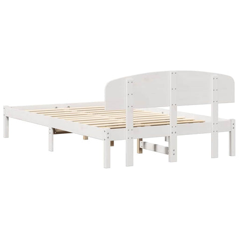 vidaXL Bed Frame with Headboard White 120 x 190 cm Solid Pine wood