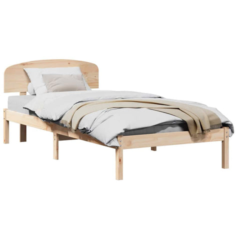 vidaXL Bed Frame with Headboard Brown 100 x 200 cm Solid Pine wood
