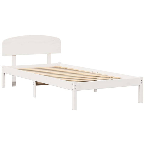 vidaXL Bed Frame with Headboard White 90 x 200 cm Solid Pine wood