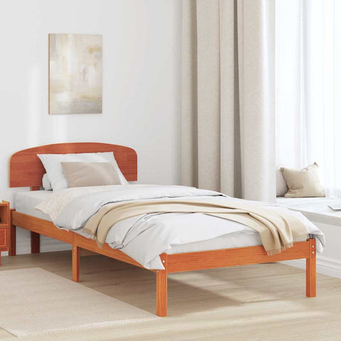 vidaXL Bed Frame with Headboard Brown 80 x 200 cm Solid Pine wood