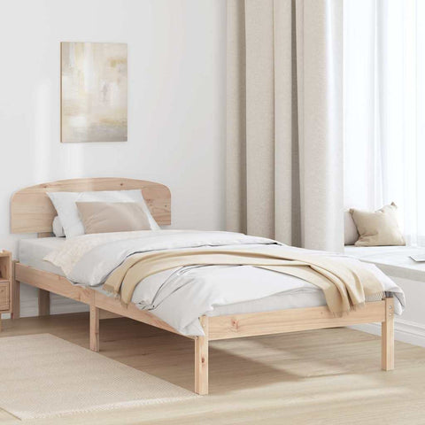 vidaXL Bed Frame with Headboard Brown 90 x 190 cm Solid Pine wood