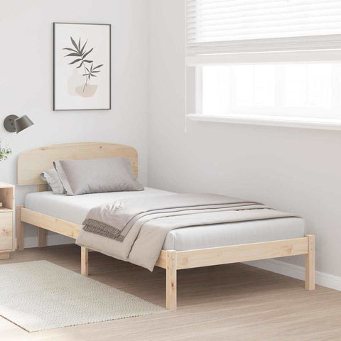 vidaXL Bed Frame with Headboard Brown 90 x 190 cm Solid Pine wood
