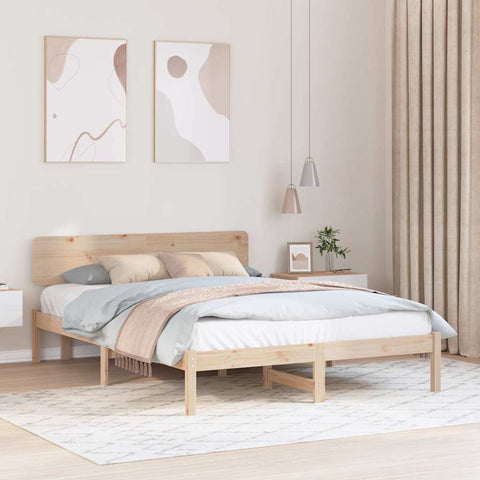 vidaXL Bed Frame with Headboard Natural 200 x 200 cm