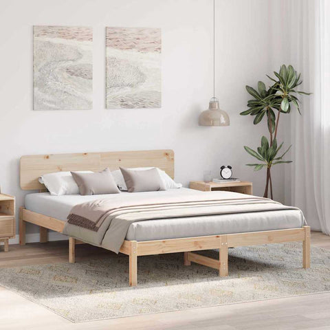 vidaXL Bed Frame with Headboard Natural 200 x 200 cm