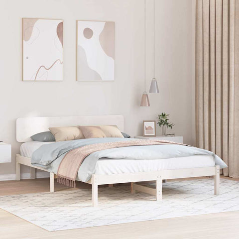 vidaXL Bed Frame with Headboard White 200 x 200 cm