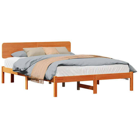 vidaXL Bed Frame with Headboard Wax Brown 200 x 200 cm