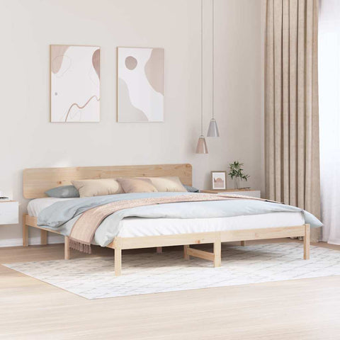 vidaXL Bed Frame with Headboard Natural 180 x 200 cm