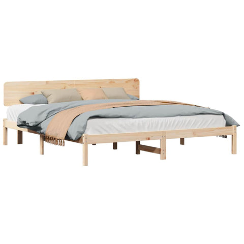 vidaXL Bed Frame with Headboard Natural 180 x 200 cm