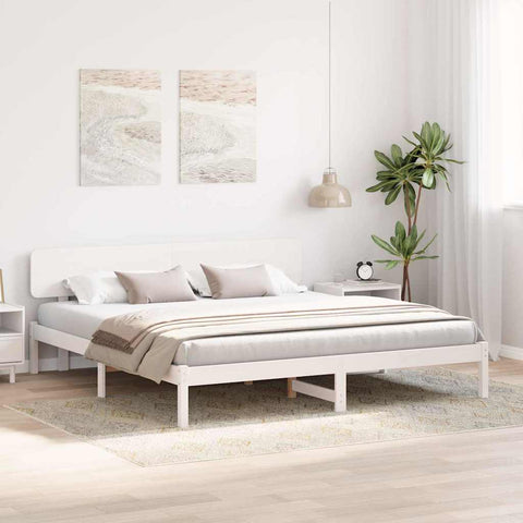 vidaXL Bed Frame with Headboard White 180 x 200 cm