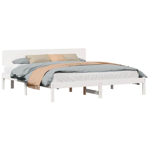 vidaXL Bed Frame with Headboard White 180 x 200 cm