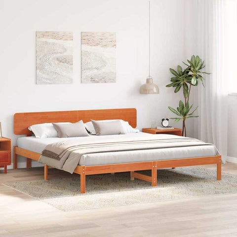 vidaXL Bed Frame with Headboard Wax Brown 180 x 200 cm