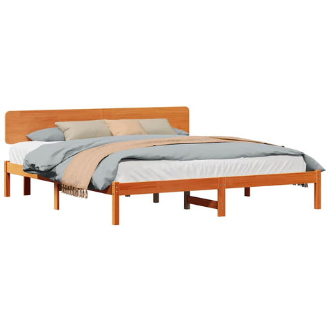 vidaXL Bed Frame with Headboard Wax Brown 180 x 200 cm